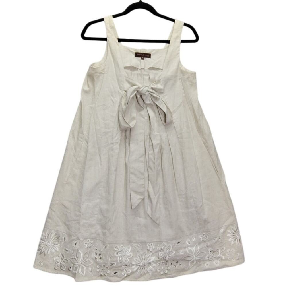Anthropologie Ranna Gill Sundress Embroidered Bow Swing Dress Womens Size Small